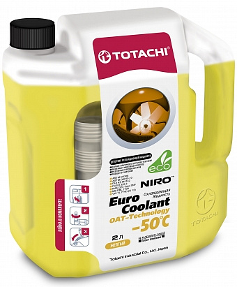 TOTACHI NIRO EURO COOLANT OAT TECHNOLOGY -50°C антифриз желтый канистра 2л