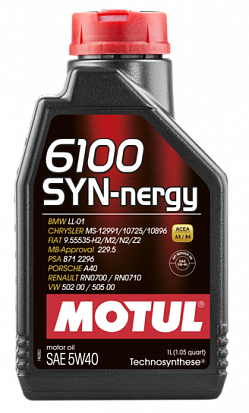 MOTUL 6100 SYN-NERGY 5w40 A3/B4 1л. синт./Technosynthese/ (масло моторное)