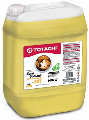 TOTACHI NIRO EURO COOLANT OAT TECHNOLOGY -50°C антифриз желтый канистра 20л